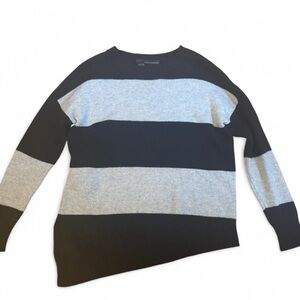 360 Cashmere Black and Grey Asymmetrical Sweater